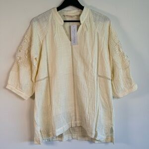 Soft Surroundings Magnolia Gauze Lace Trim Tunic Top size Small NWT